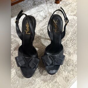 Yves Saint Laurent Black Heeled Sandals with Bow